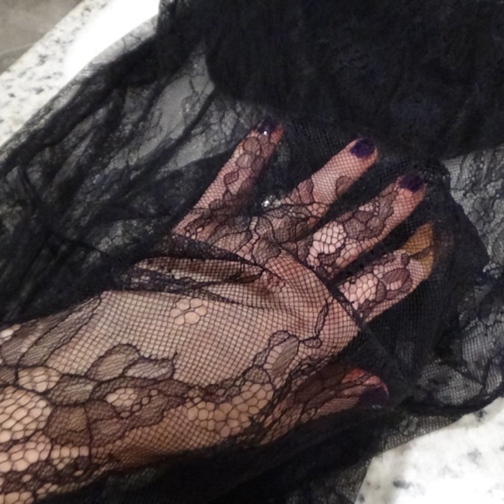Adore Me see-through black lace maxi dress slip lingerie